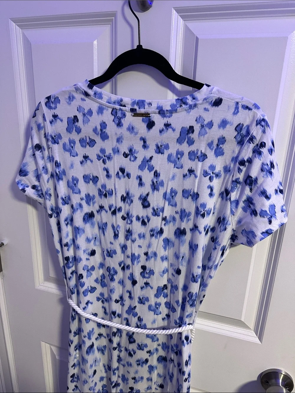Michael Kors Blue Floral Maxi Dress with Tie Waist